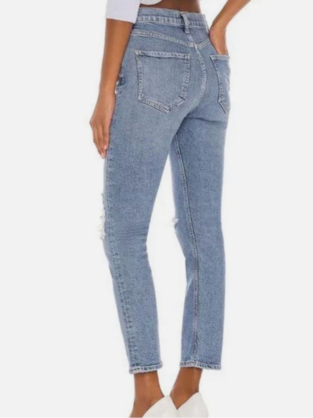 Agolde Riley High Rise Straight-Leg Crop Distressed Jeans - Picture 2 of 11